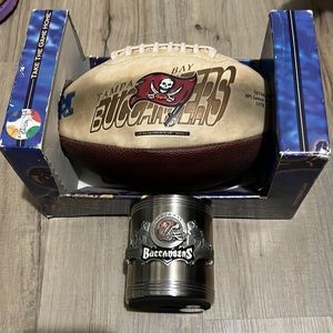 Tampa Bay Buccaneers vintage ball + tin beer koozie
